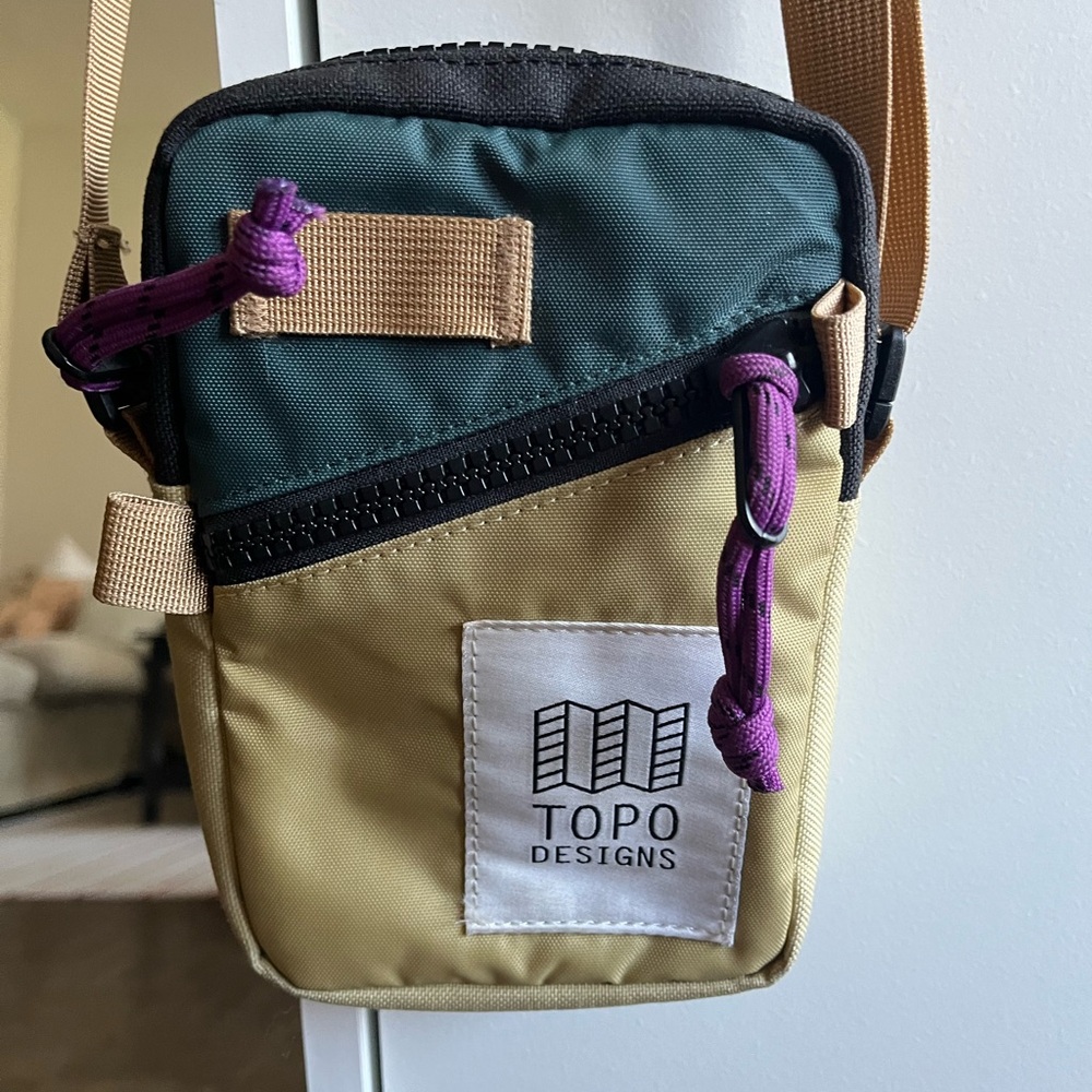 Topo Designs Green and Tan Mini Shoulder Belt Bag